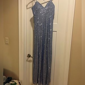 Blue Sequin Prom Dress